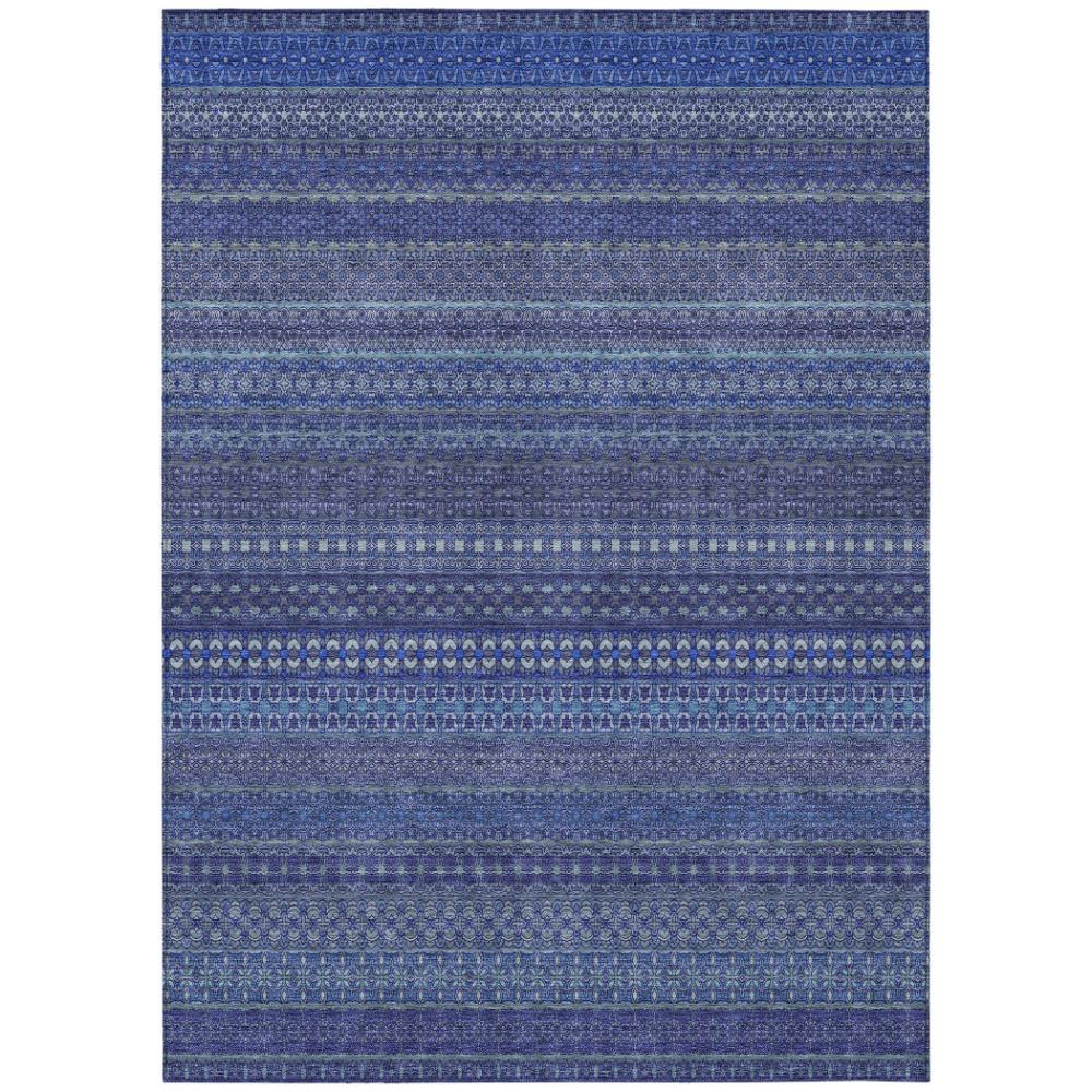 Addison Rugs Stripes Navy Washable Indoor-Outdoor Rug