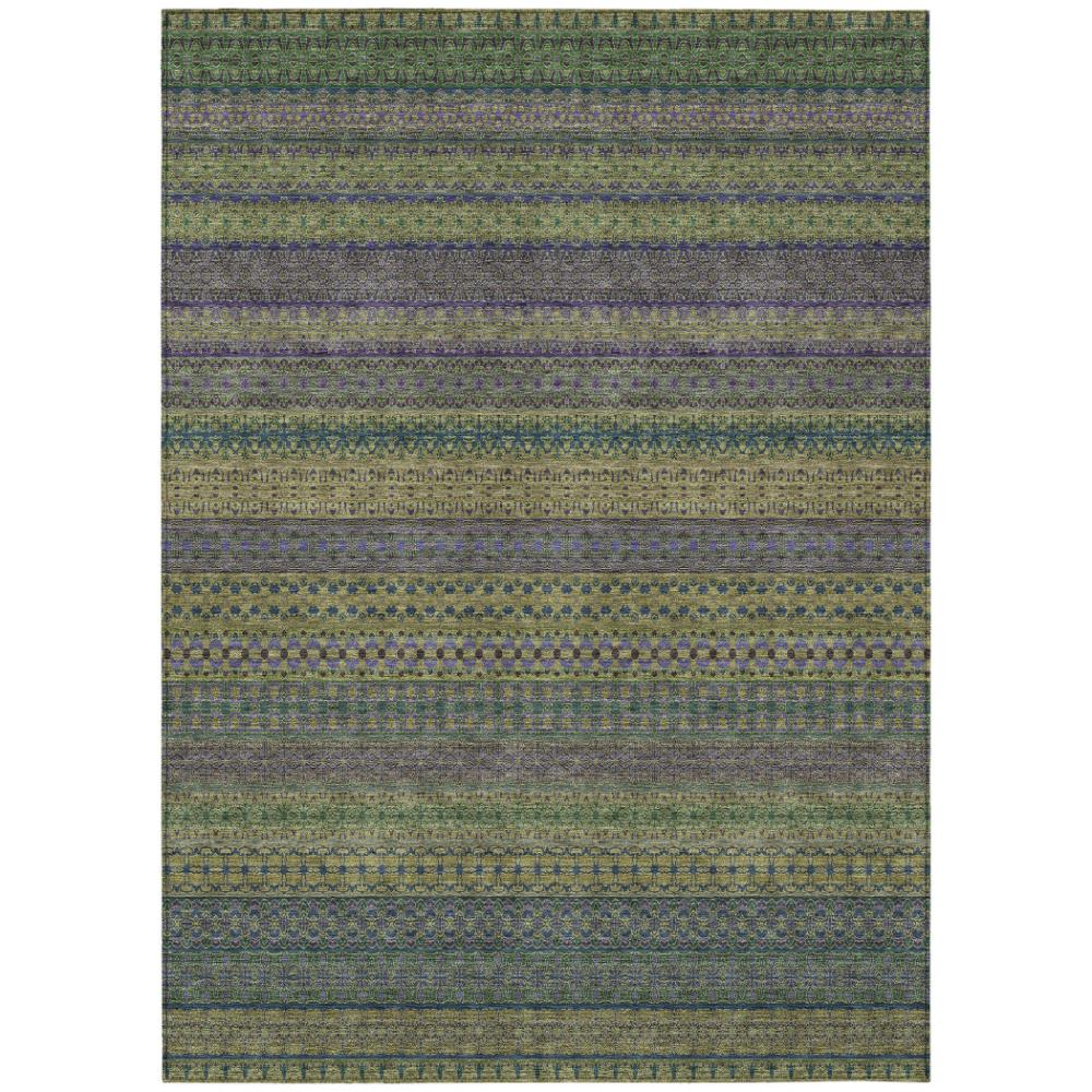Addison Rugs Stripes Olive Washable Indoor-Outdoor Rug