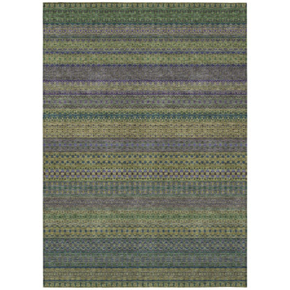 Addison Rugs Stripes Olive Washable Indoor-Outdoor Rug