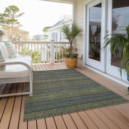Addison Rugs Stripes Olive Washable Indoor-Outdoor Rug