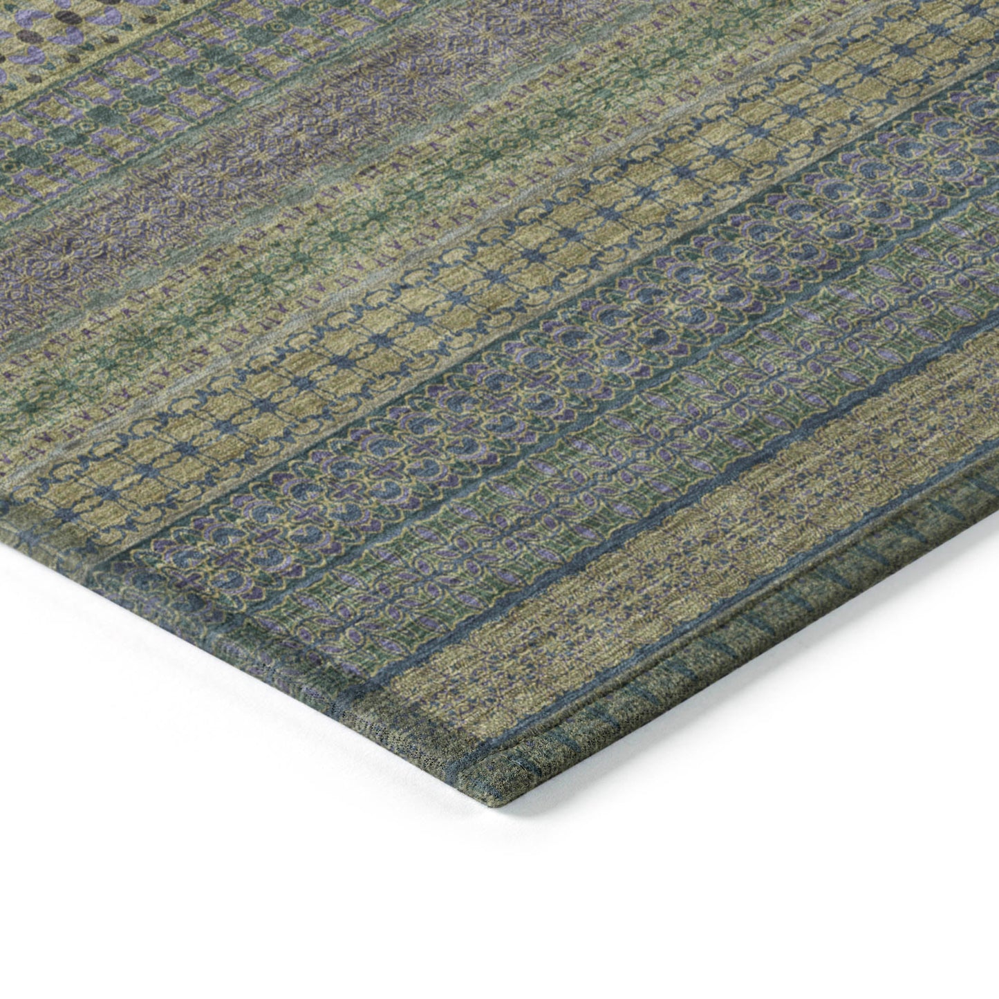 Addison Rugs Stripes Olive Washable Indoor-Outdoor Rug