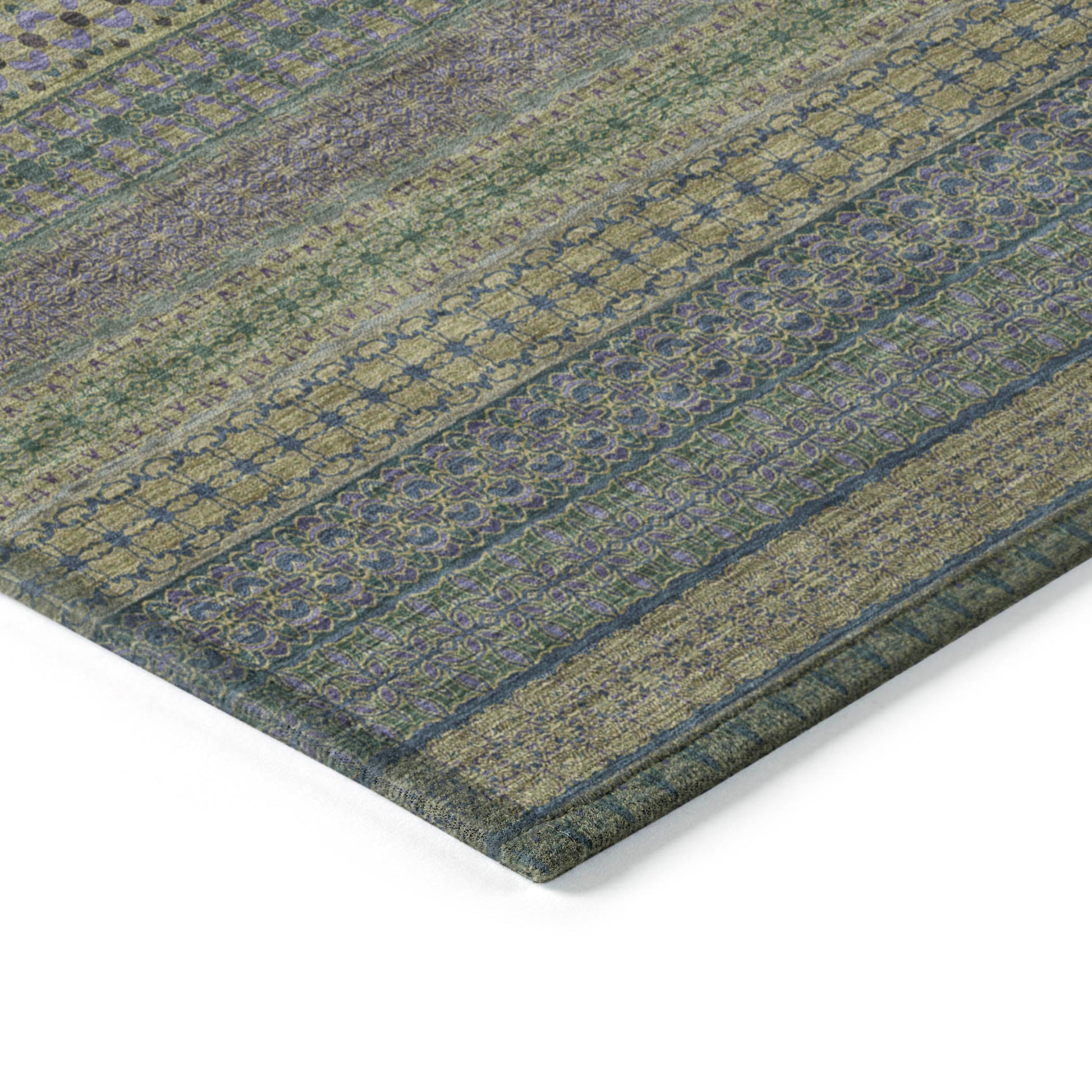 Addison Rugs Stripes Olive Washable Indoor-Outdoor Rug