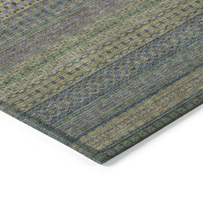 Addison Rugs Stripes Olive Washable Indoor-Outdoor Rug