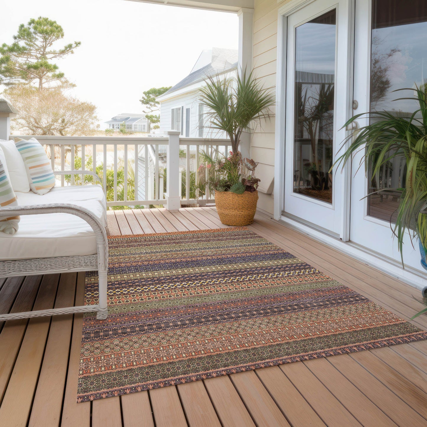 Addison Rugs Stripes Paprika Washable Indoor-Outdoor Rug