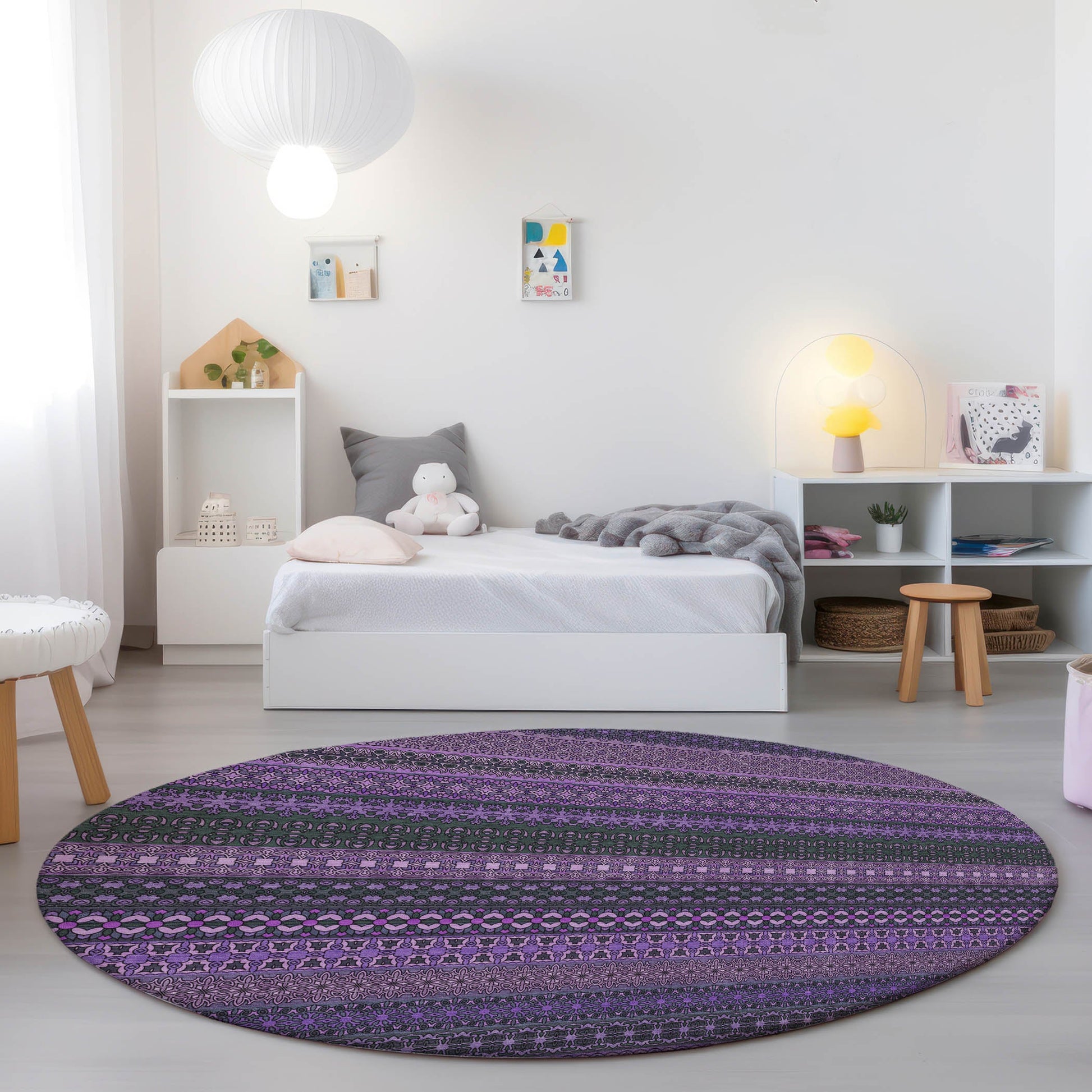 Addison Rugs Stripes Purple Washable Indoor-Outdoor Rug