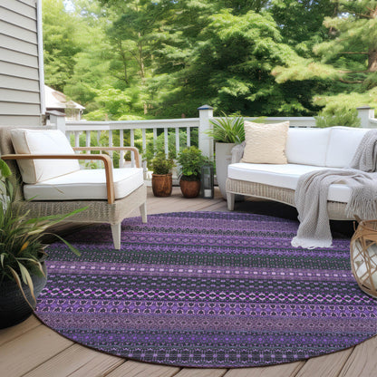 Addison Rugs Stripes Purple Washable Indoor-Outdoor Rug