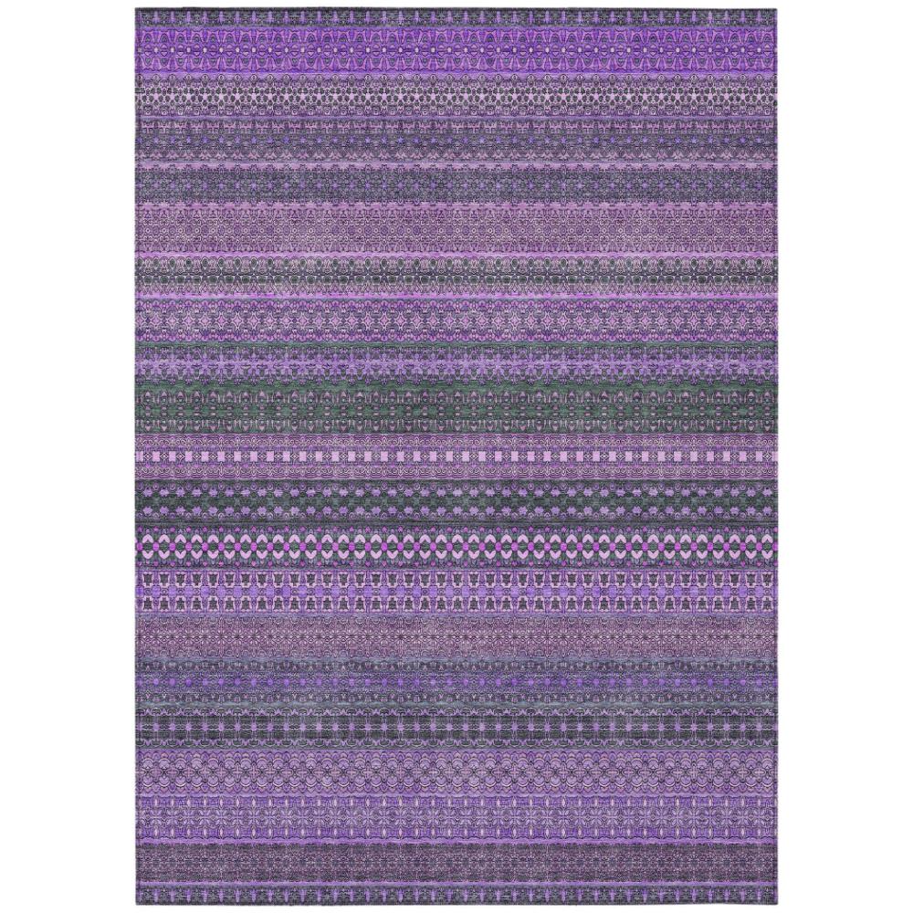 Addison Rugs Stripes Purple Washable Indoor-Outdoor Rug