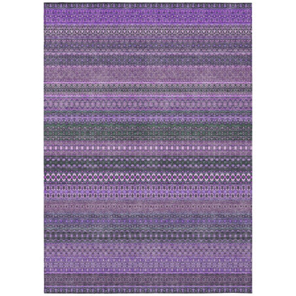 Addison Rugs Stripes Purple Washable Indoor-Outdoor Rug