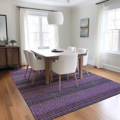 Addison Rugs Stripes Purple Washable Indoor-Outdoor Rug