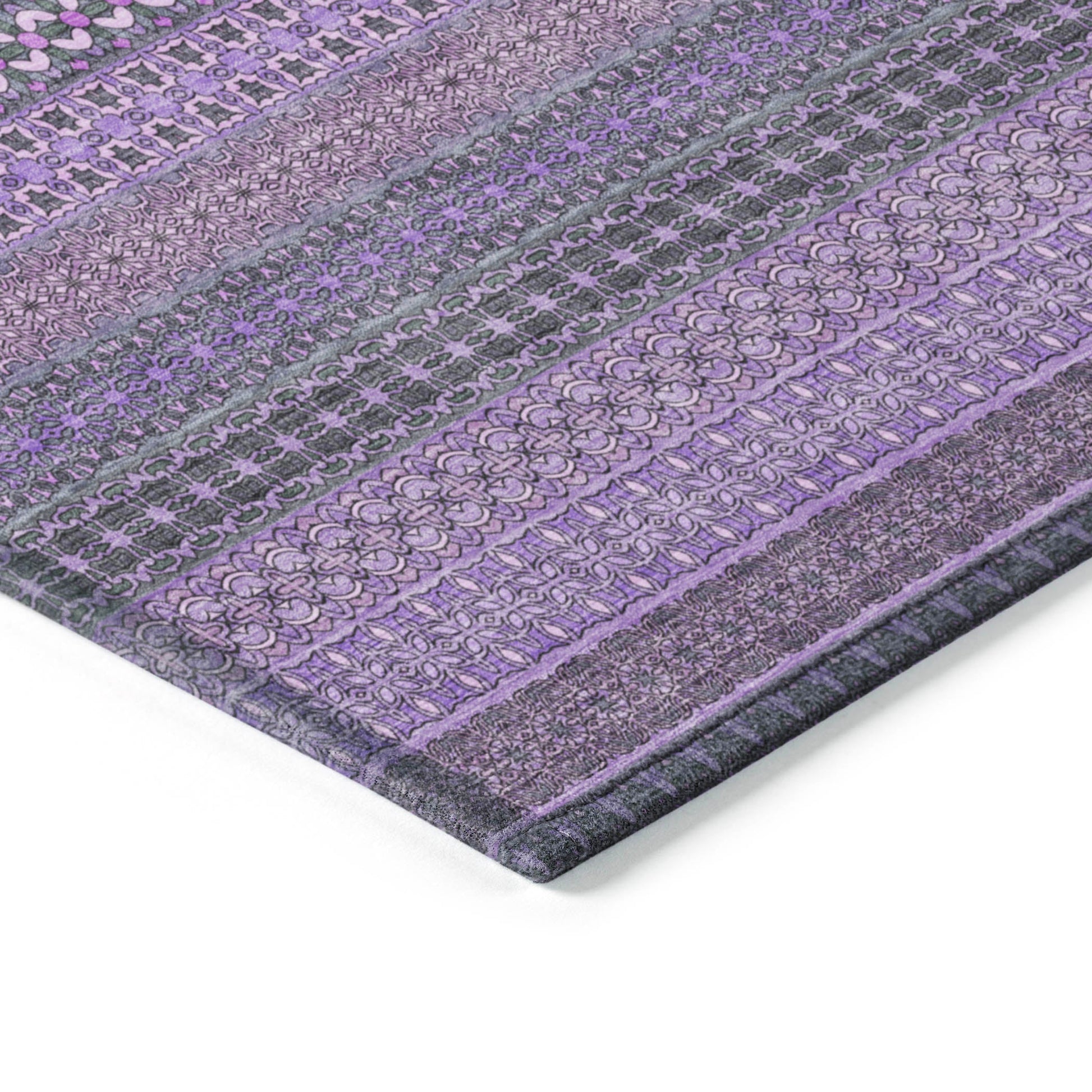 Addison Rugs Stripes Purple Washable Indoor-Outdoor Rug