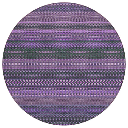 Addison Rugs Stripes Purple Washable Indoor-Outdoor Rug