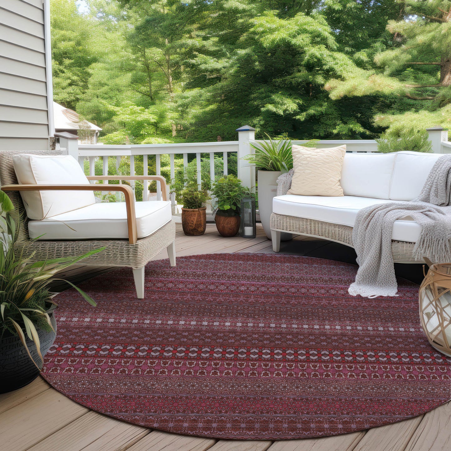 Addison Rugs Stripes Red Washable Indoor-Outdoor Rug