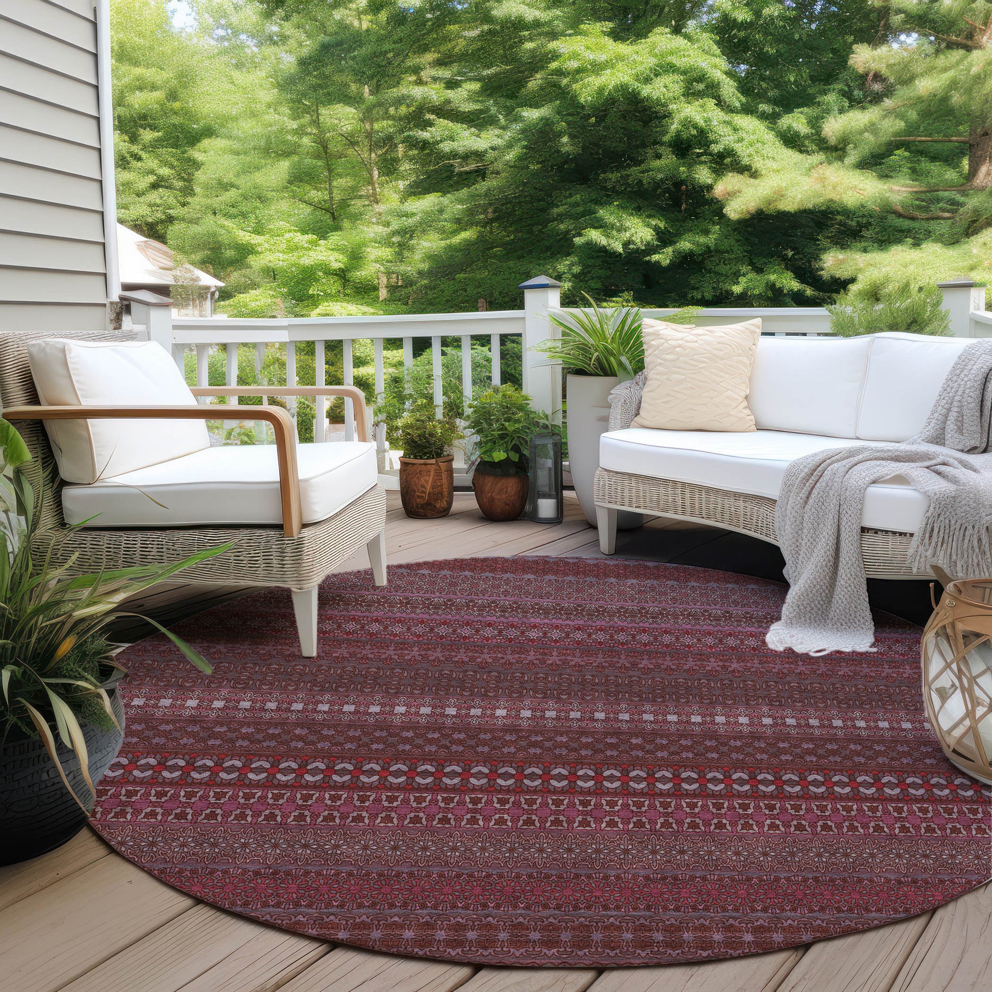 Addison Rugs Stripes Red Washable Indoor-Outdoor Rug