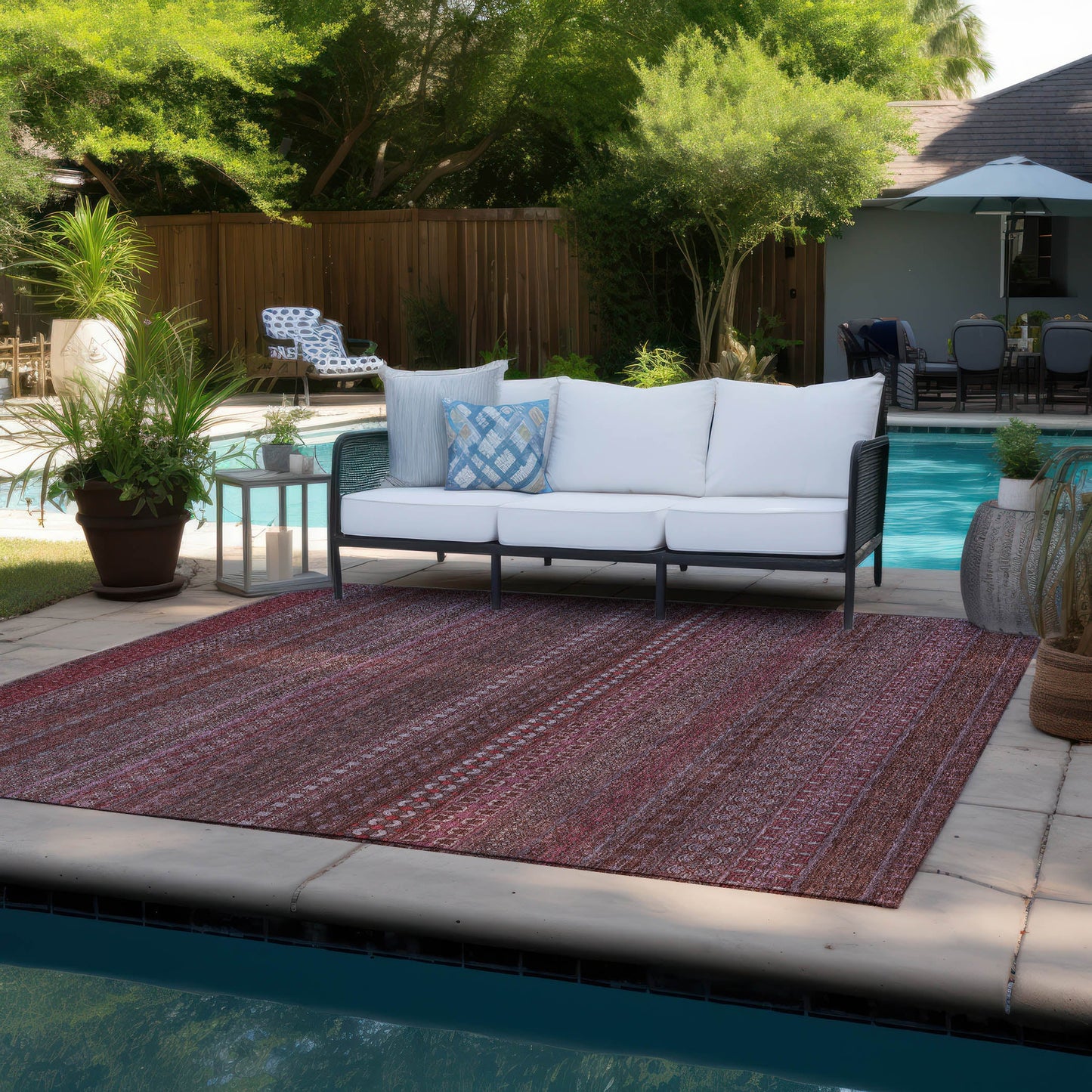 Addison Rugs Stripes Red Washable Indoor-Outdoor Rug