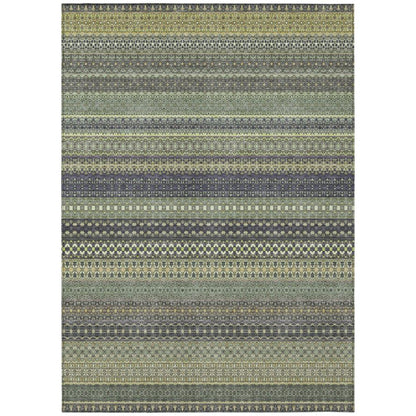 Addison Rugs Stripes Sage Washable Indoor-Outdoor Rug