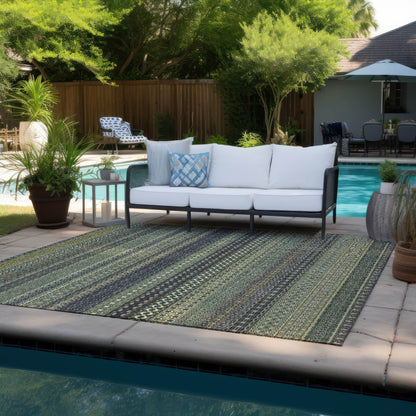 Addison Rugs Stripes Sage Washable Indoor-Outdoor Rug