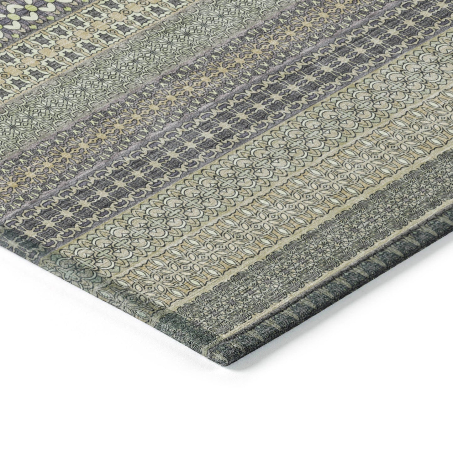 Addison Rugs Stripes Sage Washable Indoor-Outdoor Rug