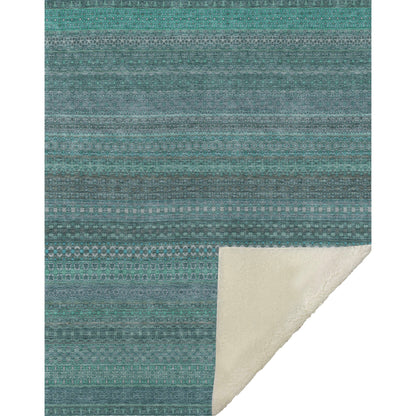 Addison Rugs Stripes Teal Washable Indoor-Outdoor Rug