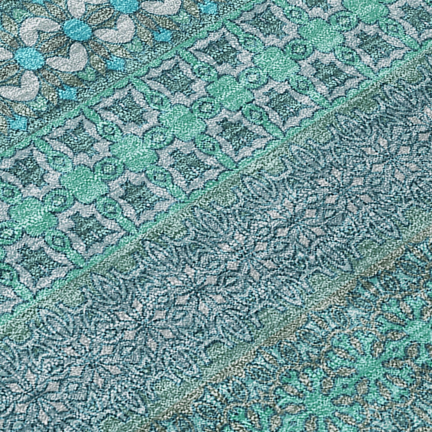 Addison Rugs Stripes Teal Washable Indoor-Outdoor Rug