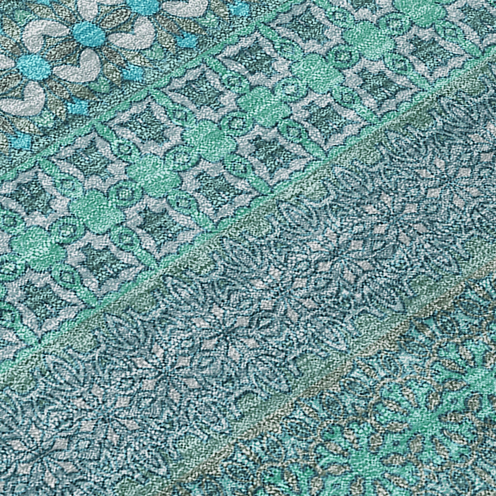 Addison Rugs Stripes Teal Washable Indoor-Outdoor Rug