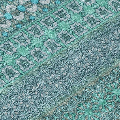 Addison Rugs Stripes Teal Washable Indoor-Outdoor Rug