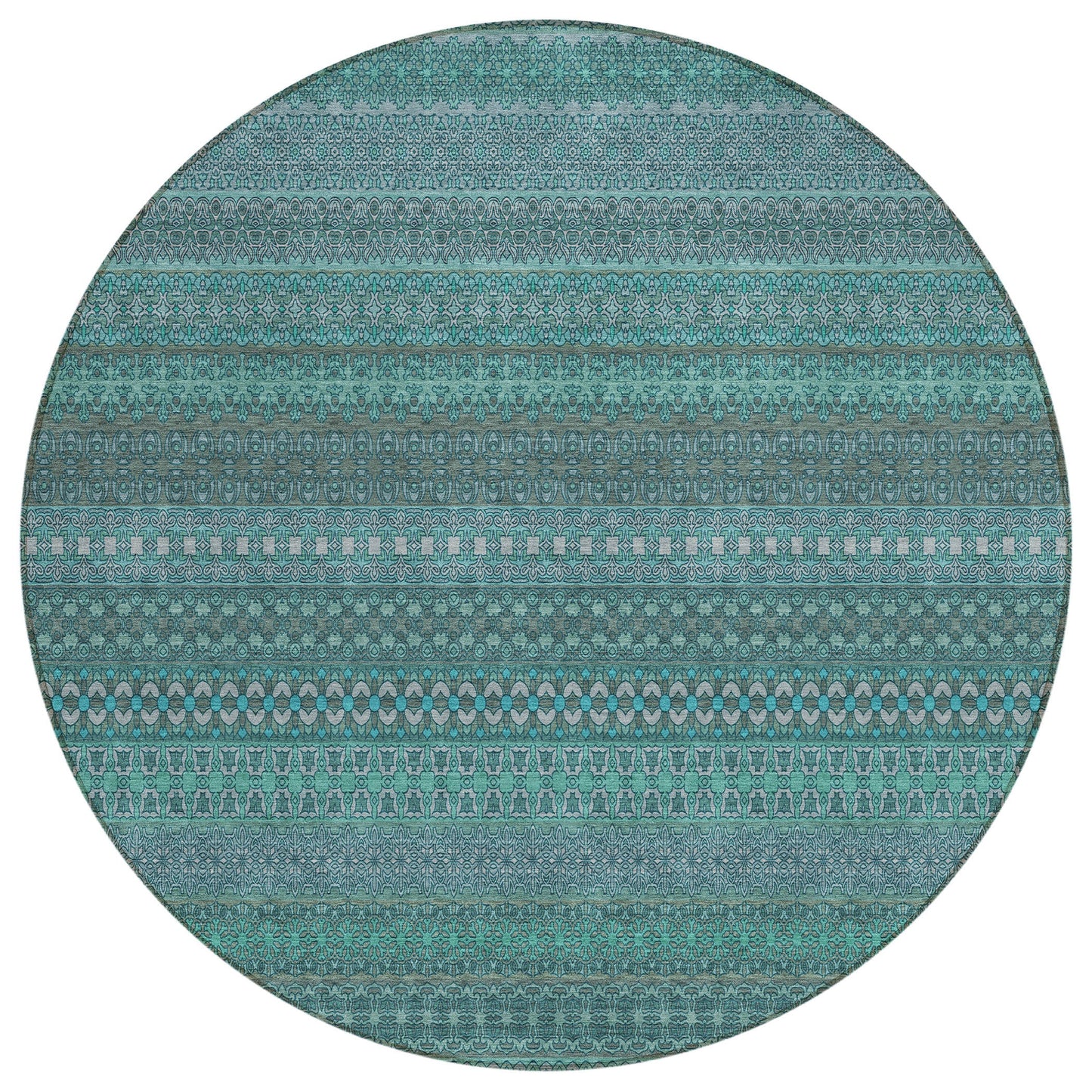 Addison Rugs Stripes Teal Washable Indoor-Outdoor Rug