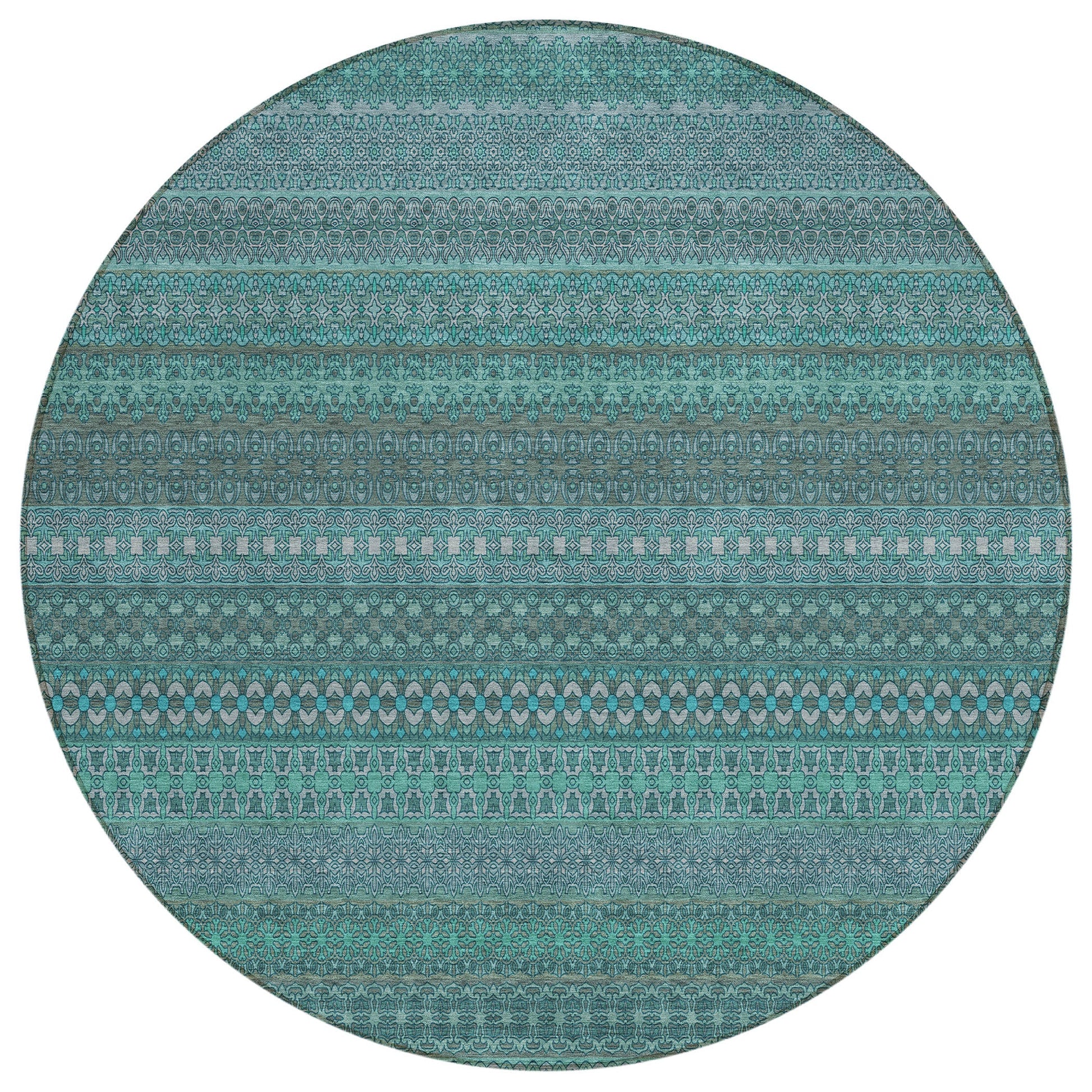 Addison Rugs Stripes Teal Washable Indoor-Outdoor Rug