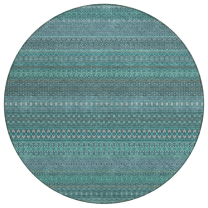 Addison Rugs Stripes Teal Washable Indoor-Outdoor Rug
