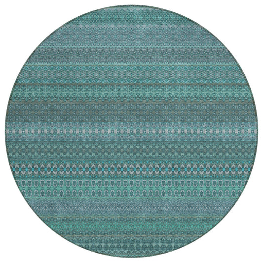 Addison Rugs Stripes Teal Washable Indoor-Outdoor Rug