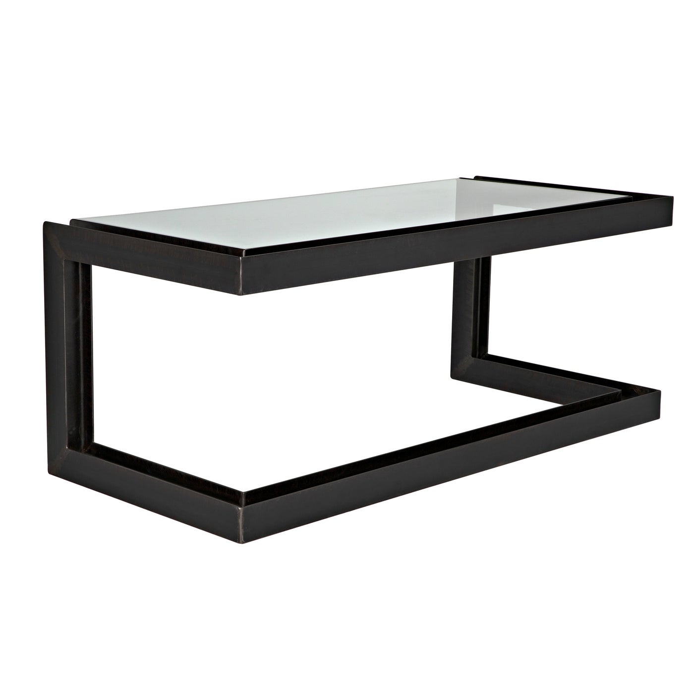 Structure Glass Top Contemporary Home Office Desk-Home Office Desks-Noir-Sideboards and Things