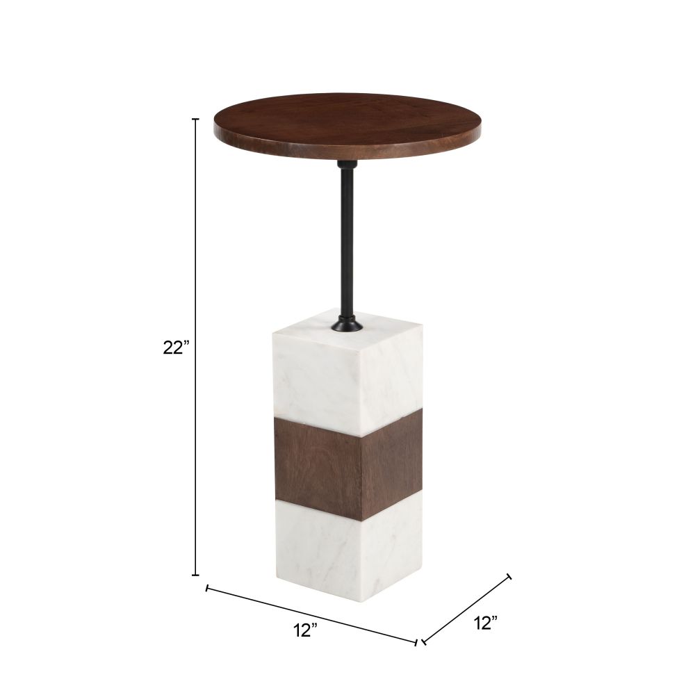 Zuo Modern Stuk Wood Top Round Side Table