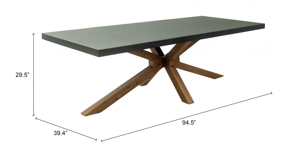 Zuo Modern Suan Grey Rectangular Dining Table
