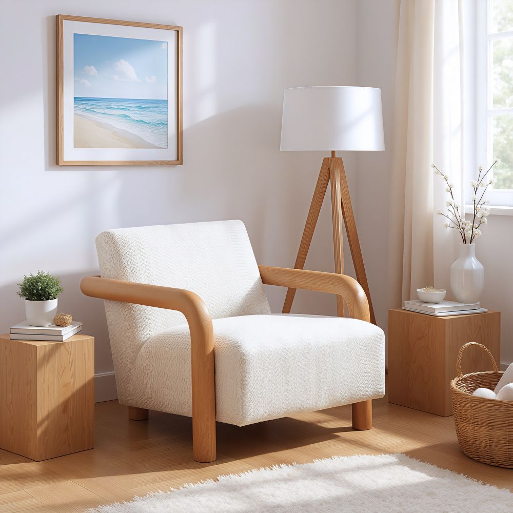 Zuo Modern Subliem White Textured Fabric Accent Chair