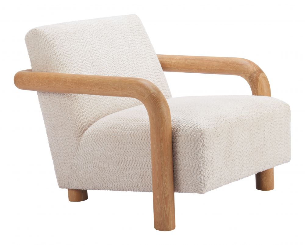Zuo Modern Subliem White Textured Fabric Accent Chair