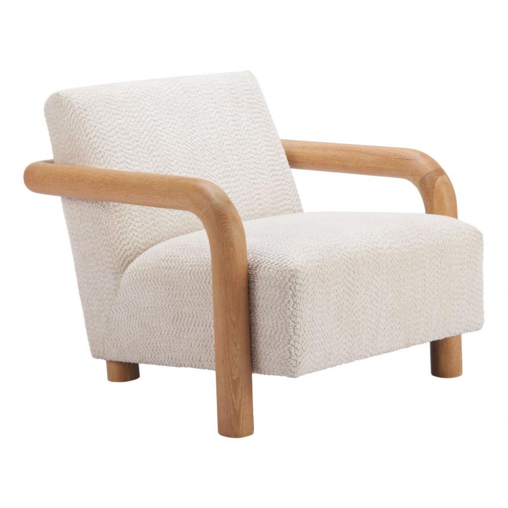 Zuo Modern Subliem White Textured Fabric Accent Chair