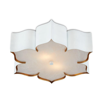 Sugar White Gold Grand Lotus White Flush Mount Flush Mounts Sideboards and Things By Currey & Co