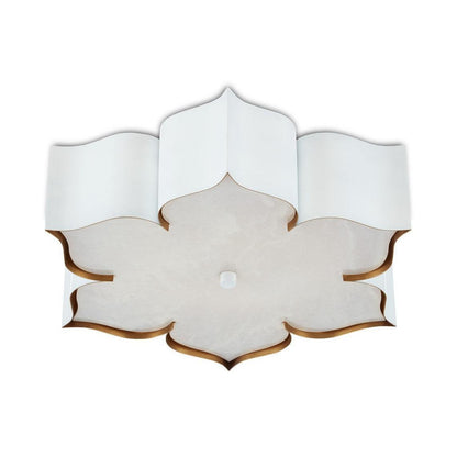 Sugar White Gold Grand Lotus White Flush Mount Flush Mounts Sideboards and Things By Currey & Co