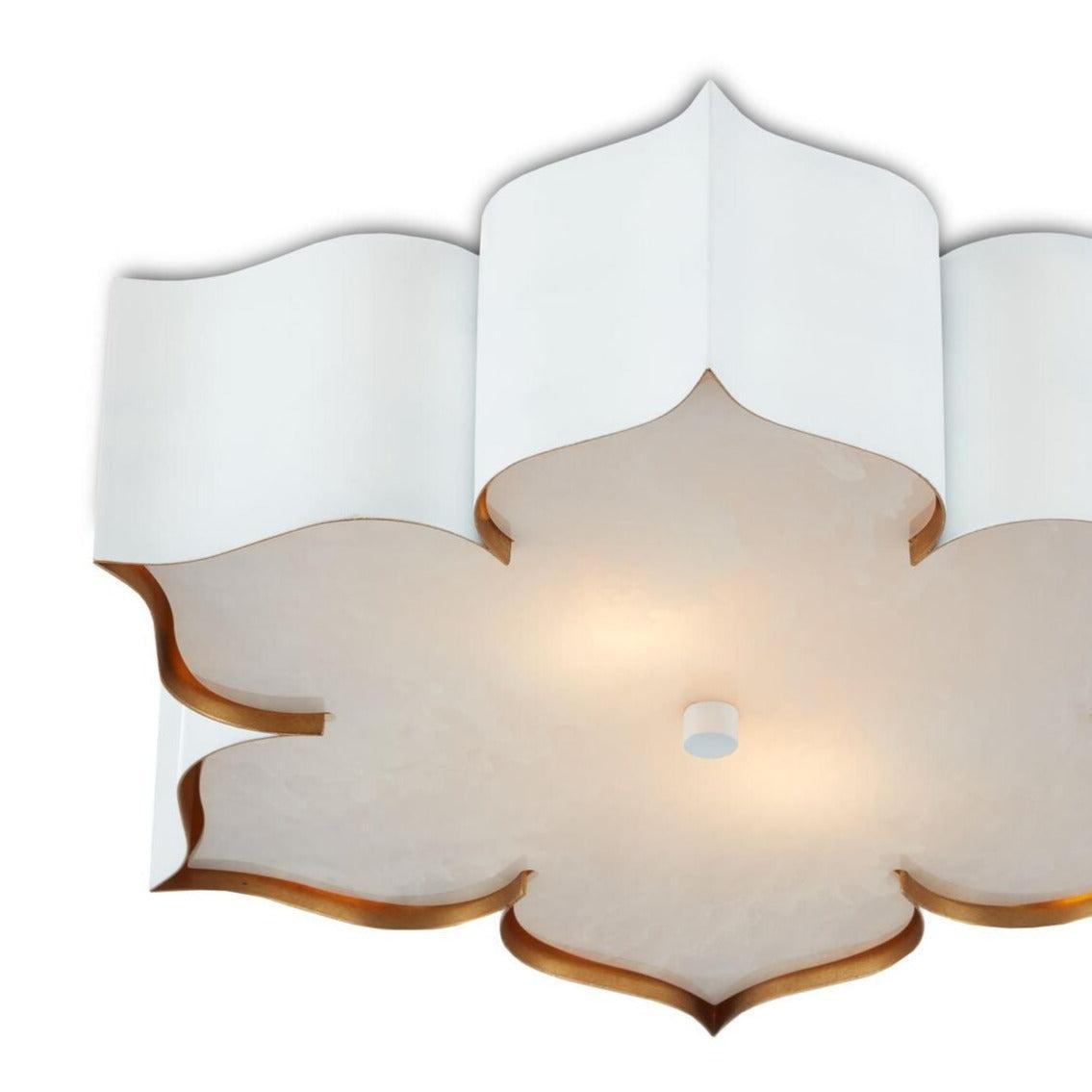 Sugar White Gold Grand Lotus White Flush Mount Flush Mounts Sideboards and Things By Currey & Co