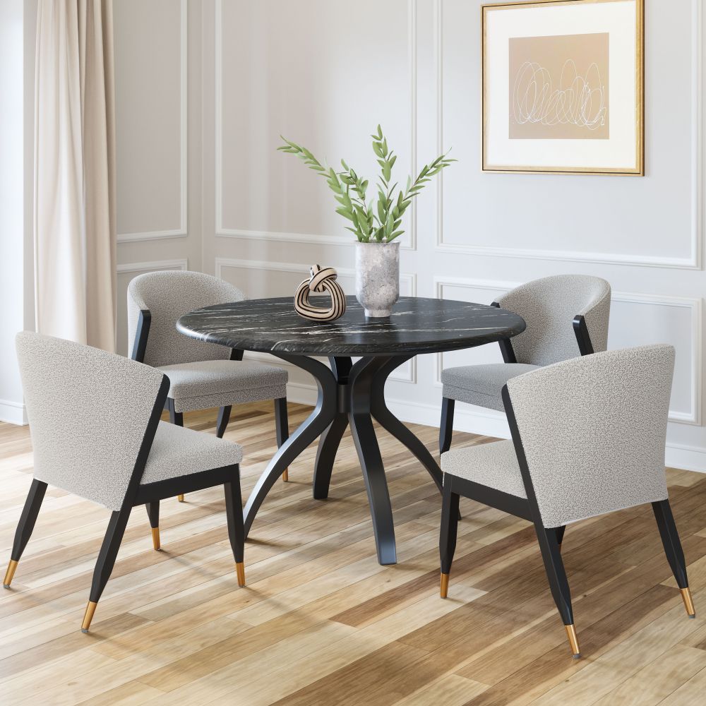 Zuo Modern Sumay Black Marble Top  Round Dining Table