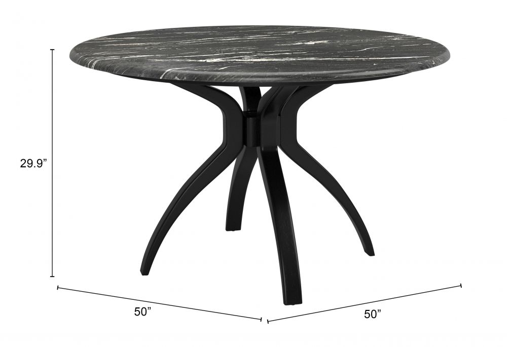 Zuo Modern Sumay Black Marble Top  Round Dining Table