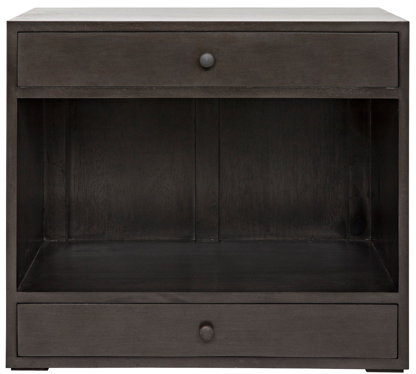 Sumiko Wood Black Rectangle Side Table With Drawers-Side Tables-Noir-Sideboards and Things