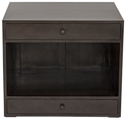 Sumiko Wood Black Rectangle Side Table With Drawers-Side Tables-Noir-Sideboards and Things