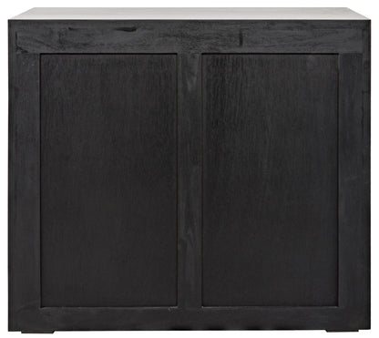 Sumiko Wood Black Rectangle Side Table With Drawers-Side Tables-Noir-Sideboards and Things