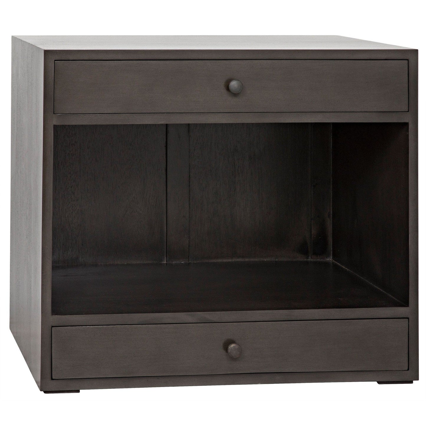 Sumiko Wood Black Rectangle Side Table With Drawers-Side Tables-Noir-Sideboards and Things