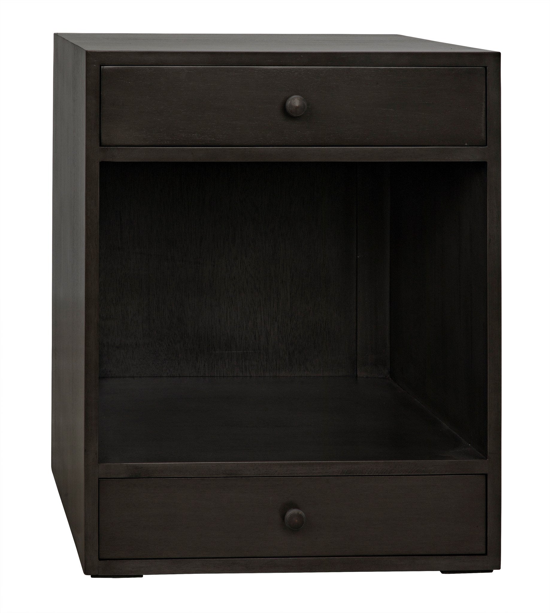 Sumiko Wood Black Small Rectangle Side Table With Drawers-Side Tables-Noir-Sideboards and Things