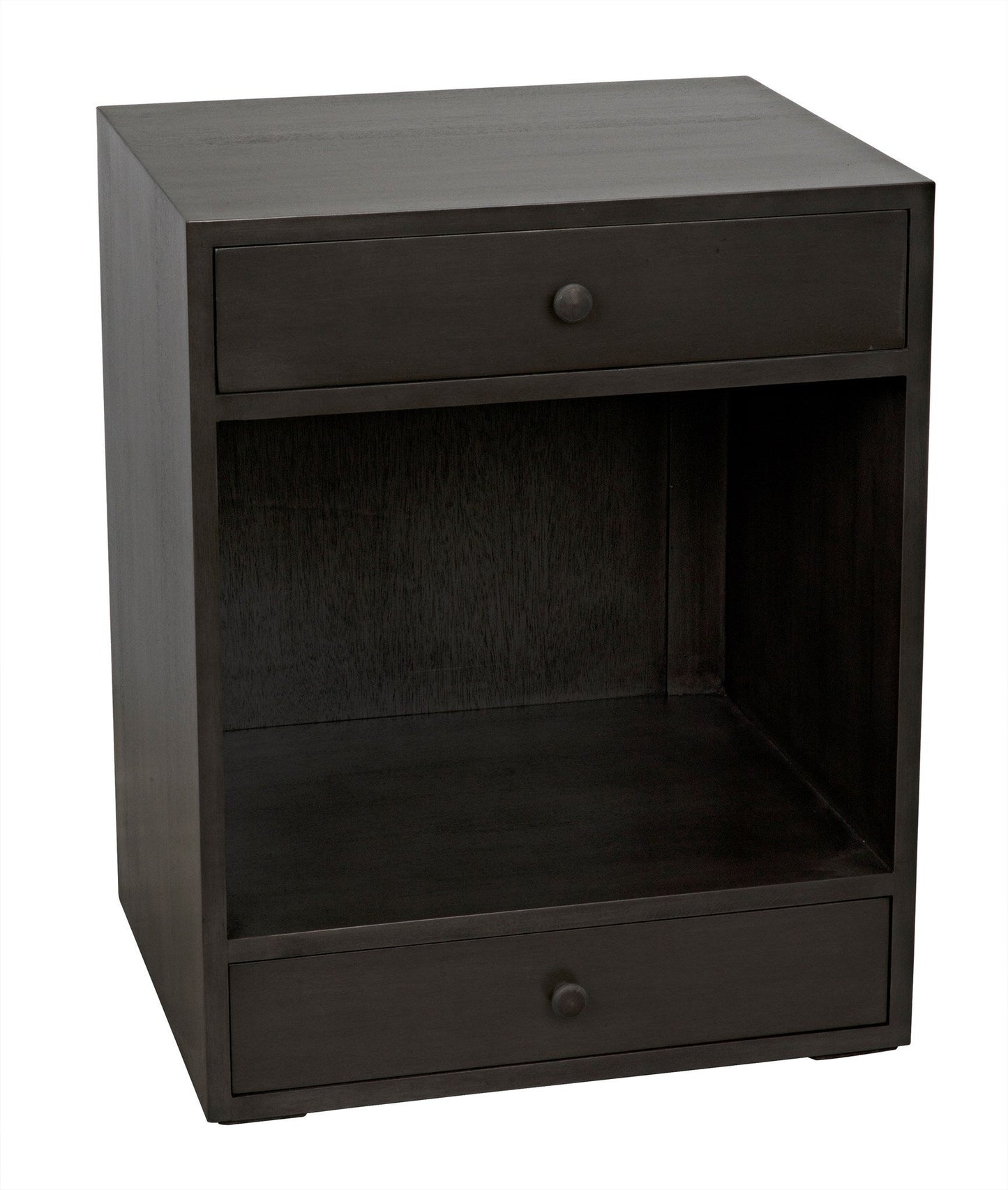 Sumiko Wood Black Small Rectangle Side Table With Drawers-Side Tables-Noir-Sideboards and Things