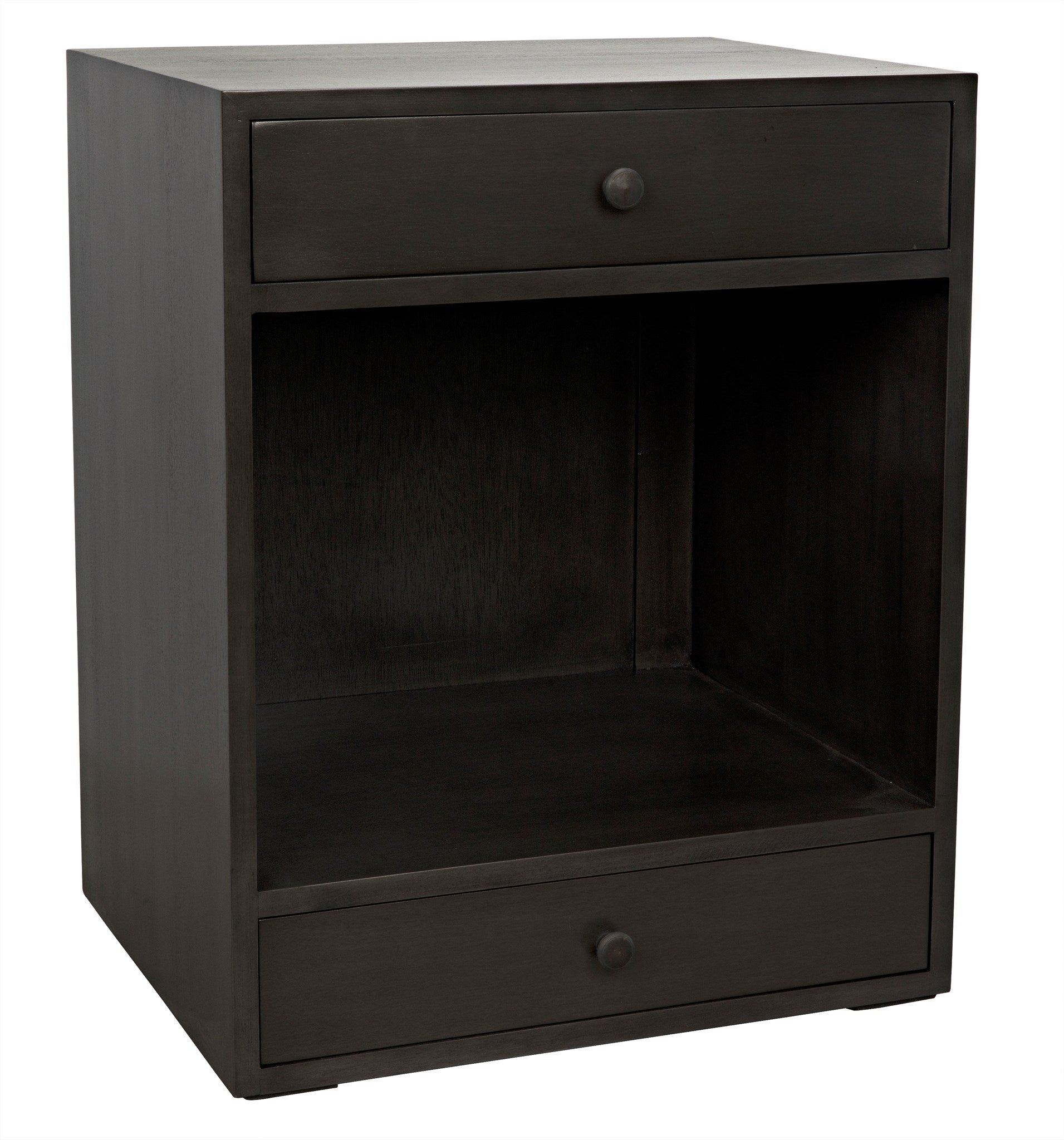 Sumiko Wood Black Small Rectangle Side Table With Drawers-Side Tables-Noir-Sideboards and Things