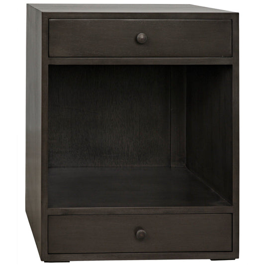 Sumiko Wood Black Small Rectangle Side Table With Drawers-Side Tables-Noir-Sideboards and Things