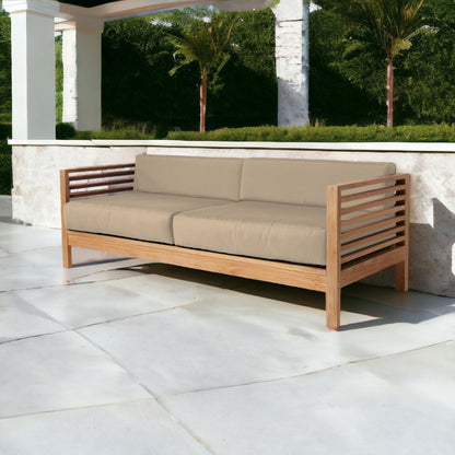 Summer 3-Person Teak Outdoor Sofa with Sunbrella Cushions-Outdoor Sofas & Loveseats-HiTeak-Sideboards and Things