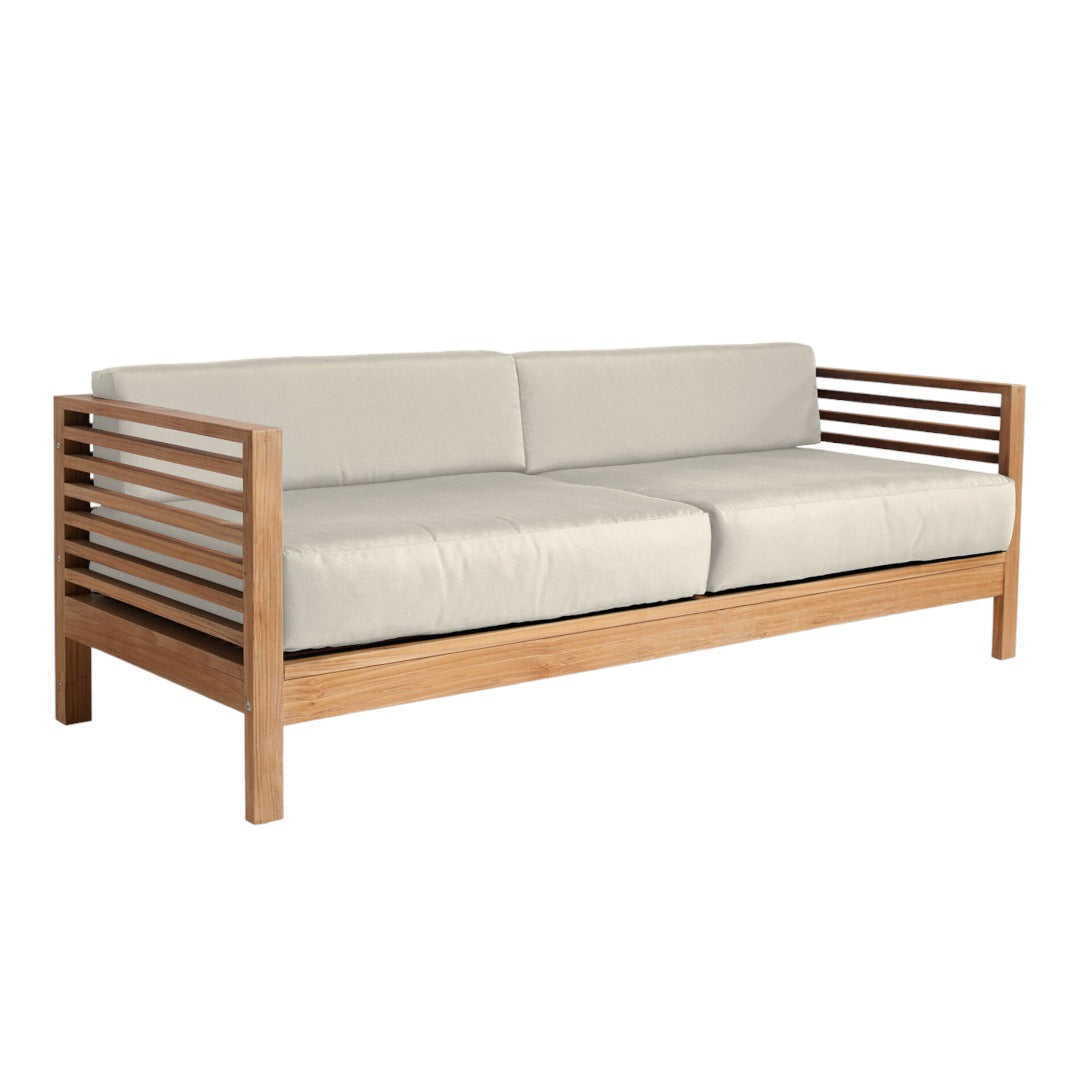 Summer 3-Person Teak Outdoor Sofa with Sunbrella Cushions-Outdoor Sofas & Loveseats-HiTeak-Canvas-Sideboards and Things